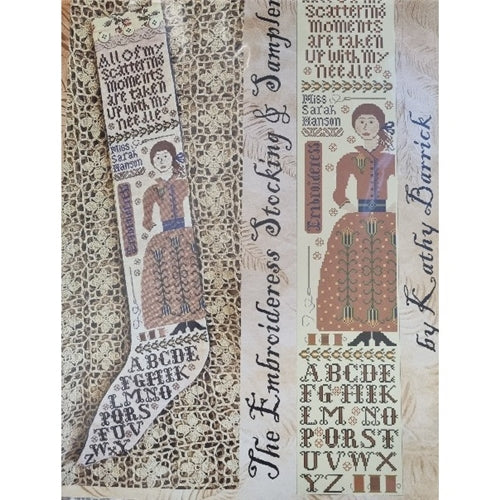 The Embroideress Stocking and Sampler Cross Stitch Chart by Kathy Barrick