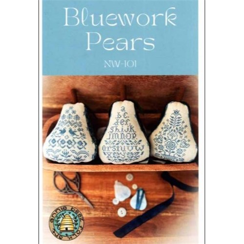 Bluework Pears Cross stitch chart by Annie Beez Folk Art
