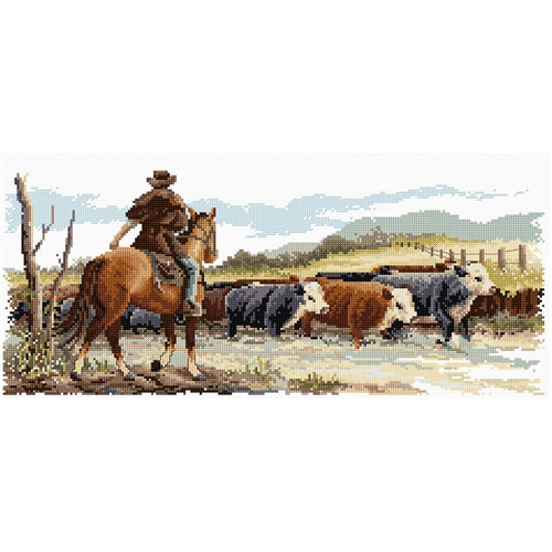 Cattle Crossing Cross Stitch Kit by Country Threads