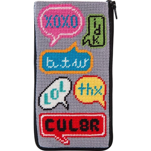 Texting Stitch & Zip Eyeglass Case by Alice Peterson Co