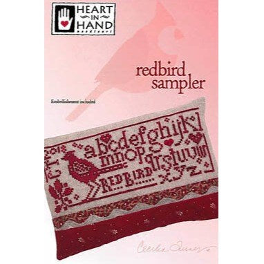 Redbird Sampler Cross Stitch Chart with Embellishments by Heart in Hand