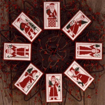Redwork Santas Cross Stitch Chart by The Prairie Schooler