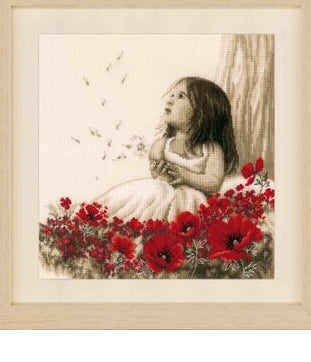 Girl in Poppy Field Counted Cross Stitch Kit by Vervaco PN184269