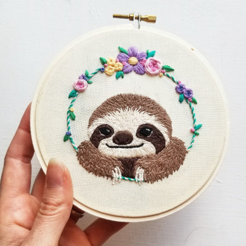 Smiling Sloth Embroidery Kit by Jessica Long