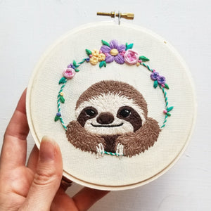 Smiling Sloth Embroidery Kit by Jessica Long