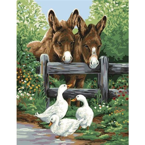 Donkeys and Geese Tapestry Canvas 131 182 by Royal Paris