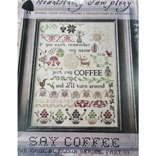 Say Coffee Cross Stitch Chart by Heartstring Samplery
