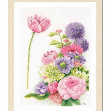 Floral Cotton Candy Counted Cross Stitch Kit by Lanarte