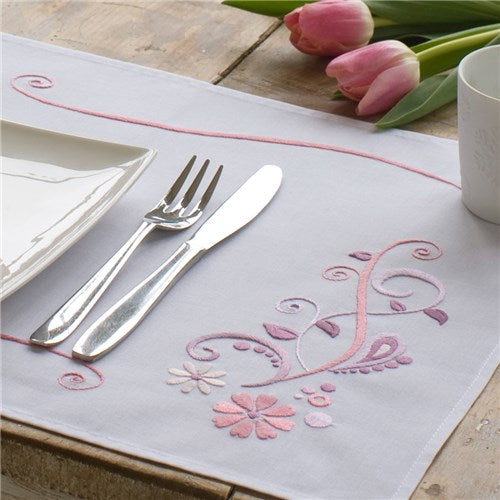 Pink Flower Placemats  Kit by Vervaco - Set of 2 - PN-0012913
