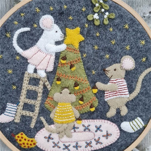 Christmas with the Mouse Family Felt Applique Hoop Kit by Corinne Lapierre