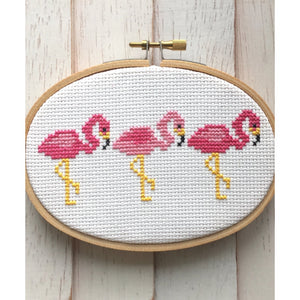Pink Flamingo Trio Bird Cross stitch kit by Spot Colors