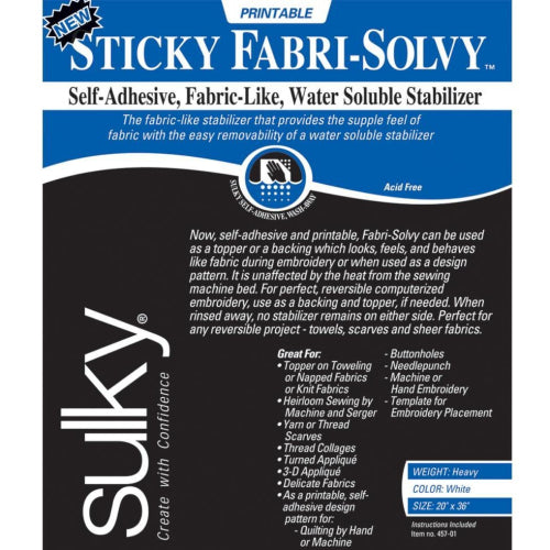 Sticky Fabri-Solvi by Sulky (also known as Stick 'n Stitch by Sulky)