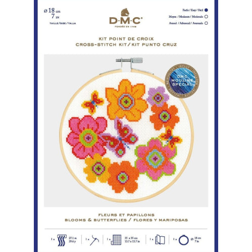 DMC Blooms and Butterflies Counted Cross Stitch Kit