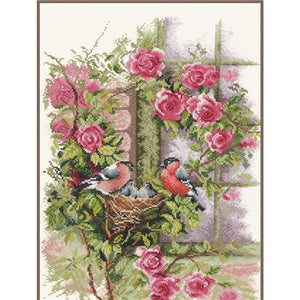 Nesting Birds Counted Cross Stitch Kit by Lanarte - PN008020