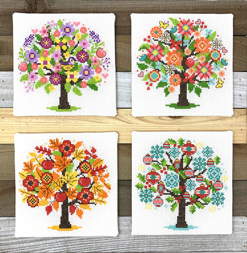 Seasonal Trees Cross Stitch Chart by Tiny Modernist