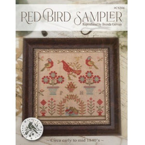 Red Bird Sampler Chart by Brenda Gervais