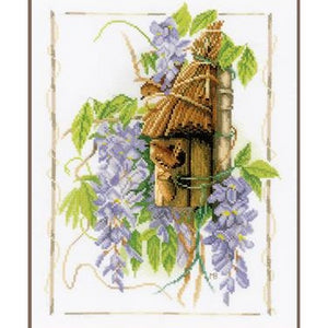 Wren Between Wisteria Counted Cross Stitch Kit by Lanarte - PN0021194