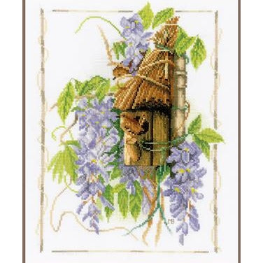 Wren Between Wisteria Counted Cross Stitch Kit by Lanarte - PN0021194