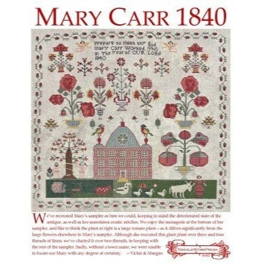 Mary Carr 1840 Cross Stitch Chart by Needlework Press