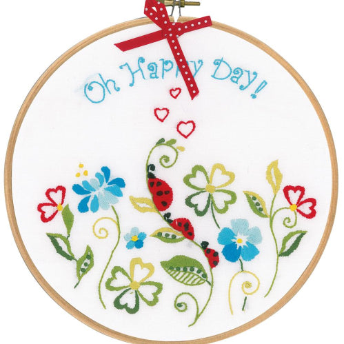 Oh Happy Day Embroidery Kit with Hoop by Vervaco  PN-0155045