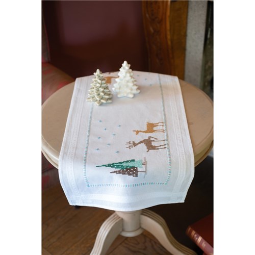 Norwegian Reindeer Stamped Cross Stitch Runner by Vervaco - PN-0173665
