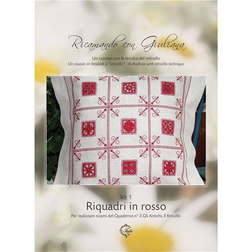 Reticello Cushion in Red (Riquandri in Rosso) by Giuliana Buonpadre