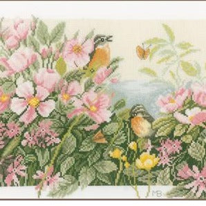 Birds and Roses Counted Cross Stitch Kit by Lanarte - PN0157494