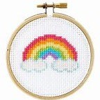 Cross Stitch Mini Rainbow by Create Handmade - With Hoop