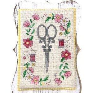 Scissors with Flowers Cross Stitch Chart by Tiny Modernist
