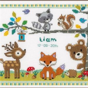 Forest Animals  Birth Record Cross Stitch Kit by Vervaco -PN0150179