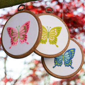 Butterfly Set of Three Embroidery Kit with Hoops by Vervaco  PN-0178195