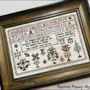 Harriot Passey 1838 Cross Stitch Chart by The Scarlett House