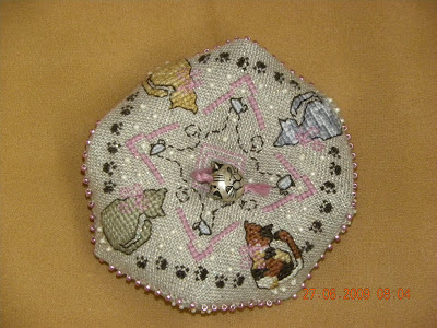 Cat Lovers Biscornu Pincushion By The Sweetheart Tree