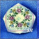 Summer Flowers Biscornu Pincushion by The Sweetheart Tree