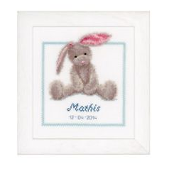 Bunny baby Record Cross Stitch Kit (with pink and blue options) by Vervaco -PN0144493