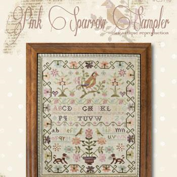 Pink Sparrow Sampler Cross Stitch Chart by With Thy Needle and Thread (Brenda Gervais)