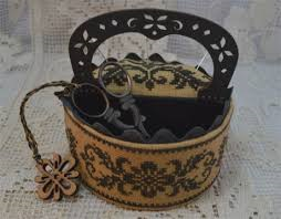 Black Flowers Sewing Basket By Mani Di Donna