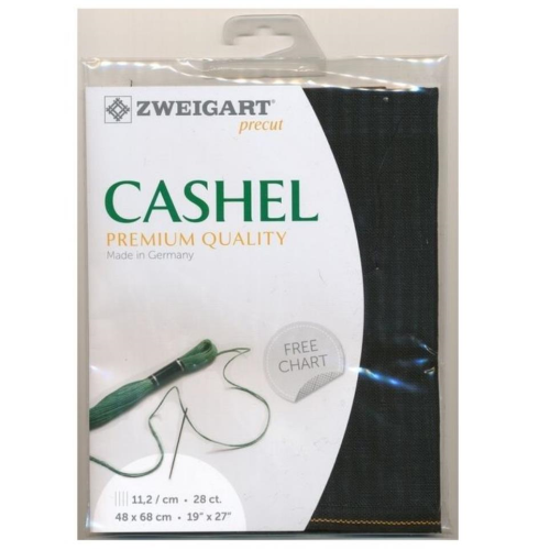 28CT Cashel Linen Zweigart Precut Black (720)
