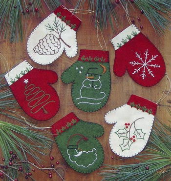 Mittens Ornament Kit In Felt And Embroidery