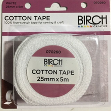 White Cotton Tape 25mm X 5M