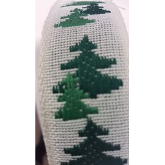 Linen Band Woven With Fir Tree Design 3cm Wide