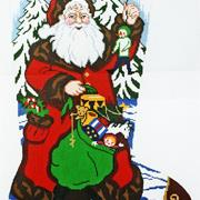 Santa with Gifts - Hand painted Needlepoint Canvas by Lee's Needle Arts.