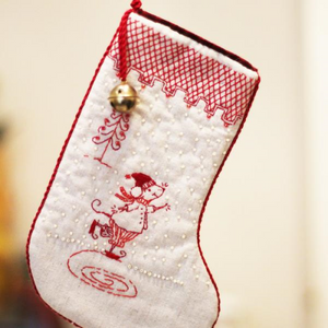 Redwork Christmas Stocking by Jenny McWhinney Designs