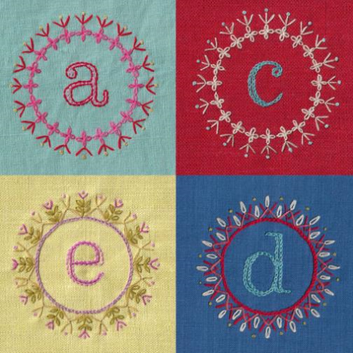 Decorated Alphabet Iron-On Embroidery Pattern by Nancy Nicholson