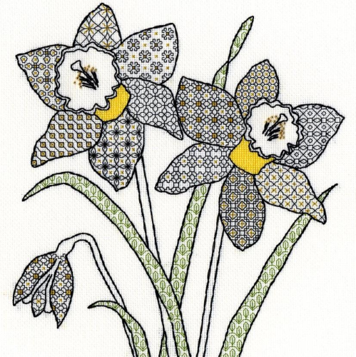 Blackwork Daffodils Kit by Bothy Threads