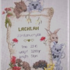 Bush Babies Birth Sampler Chart by Carrol Nielsen