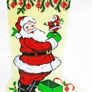 Santa with Mini Santa - Hand Painted Needlepoint Christmas Stocking Canvas by Lee's Needle Arts