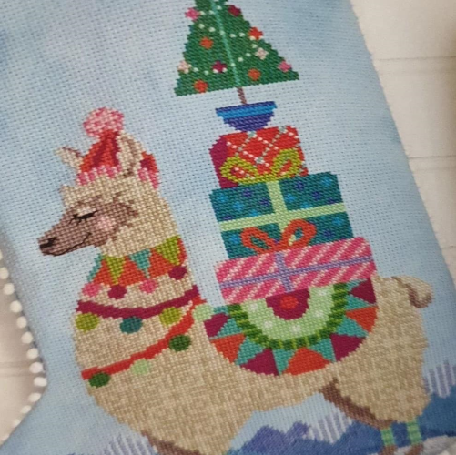 Fa-la-la-llama Christmas Stocking Cross Stitch Chart by Satsuma Street