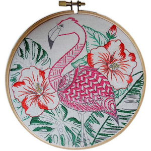 Colour Me in Embroidery Flamingo Kit by Make It