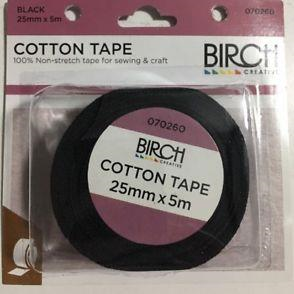 Black Cotton Tape 25mm X 5M
